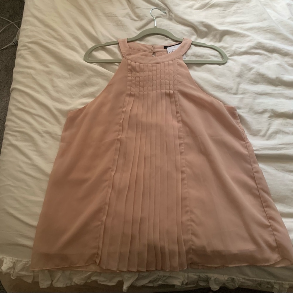 Blush high neck blouse
